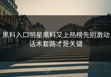 黑料入口明星黑料又上热榜先别激动话术套路才是关键