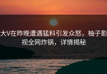 大V在昨晚遭遇猛料引发众怒，柚子影视全网炸锅，详情揭秘