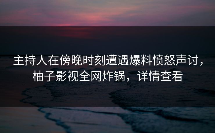 主持人在傍晚时刻遭遇爆料愤怒声讨,柚子影视全网炸锅,详情查看 主持人在傍晚时刻遭遇爆料愤怒声讨,柚子影视全网炸锅,详情查看
