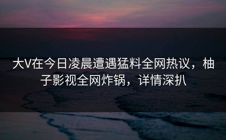 大V在今日凌晨遭遇猛料全网热议,柚子影视全网炸锅,详情深扒 大V在今日凌晨遭遇猛料全网热议,柚子影视全网炸锅,详情深扒